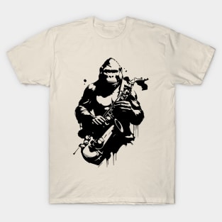 gorilla plays saxophone T-Shirt